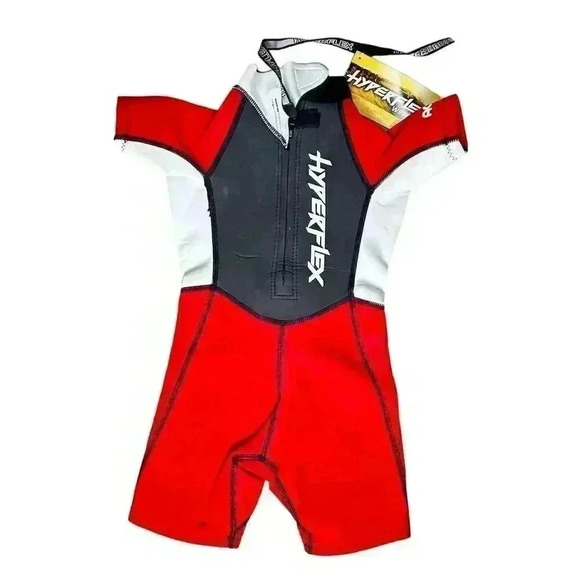 Hyperflex Access Child's 2mm Backzip Springsuit Wetsuit Size 4 Red/White - Picture 2 of 6